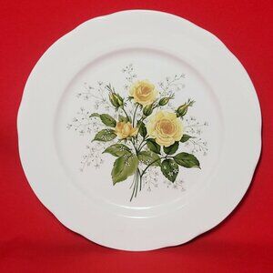 Vintage Jackson Yellow Roses Babys Breath Decorative Plate